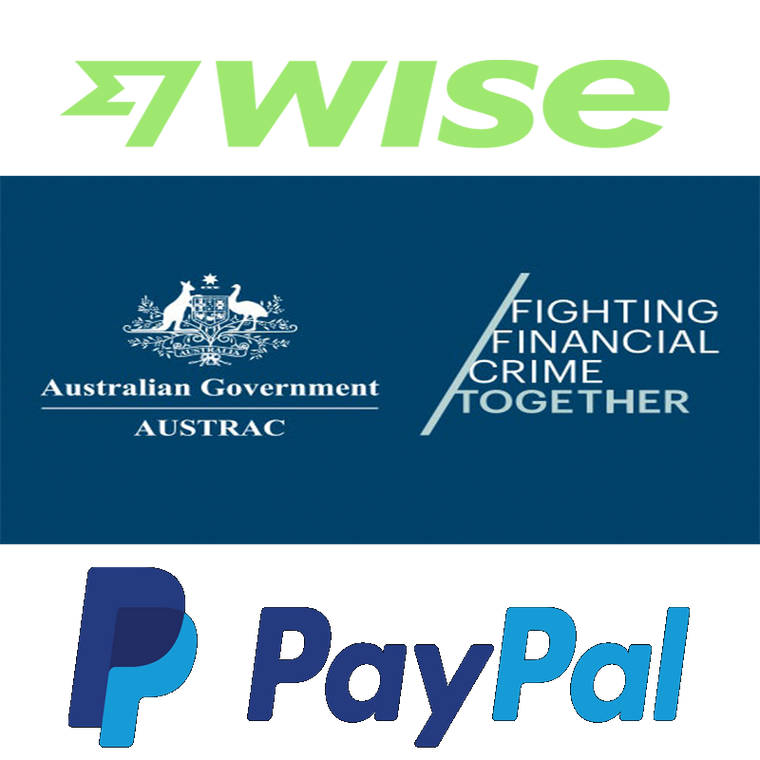 Wise AUSTRAC & Paypal logo